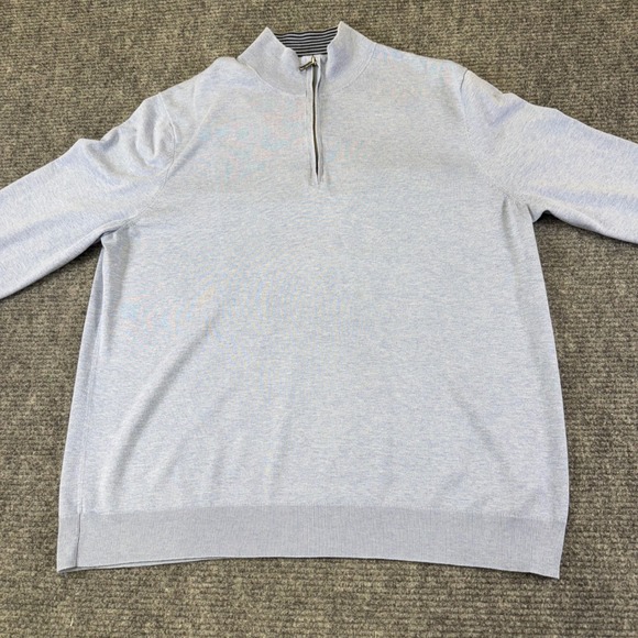Other - Brooks Brothers Mens Light Blue Qtr Zip Sweater Pullover Knit Mock Neck Size 2XL